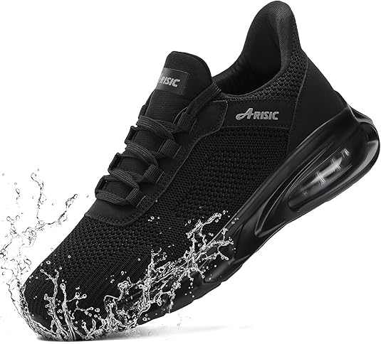Non Slip Work Shoes for Men Waterproof Slip On Sneakers Comfortable Restaurant Kitchen Chef Slip Resistant Walking Shoes Hands Free Slip in Sneaker Men Footwear Black