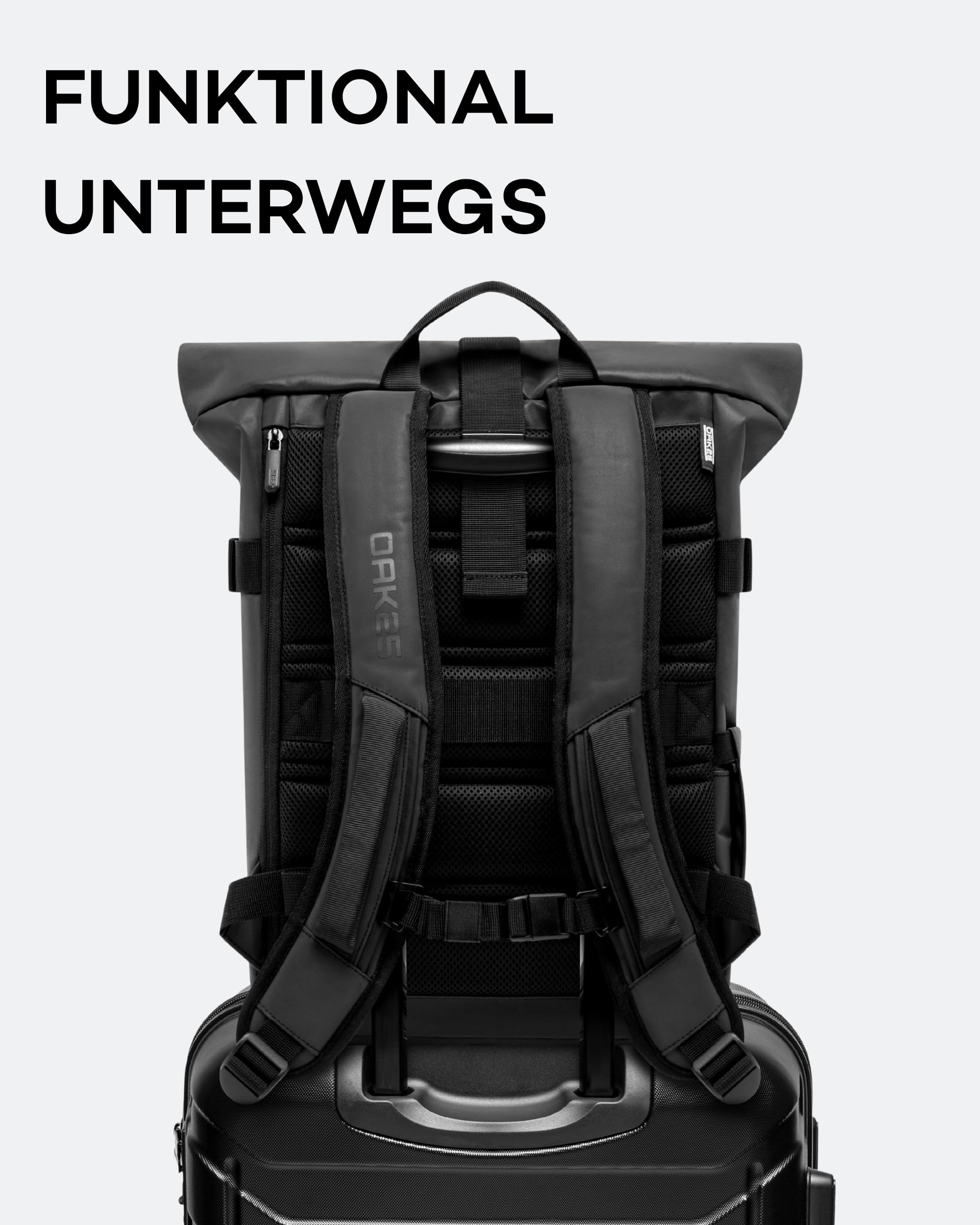 OAK25 Rolltop Rucksack Reflektierender Damen & Herren - Luminite Rolltop Lite - Roll Top Backpack für Arbeit Uni Fahrrad - Laptopfach bis 16 Zoll - Tagesrucksack 19L