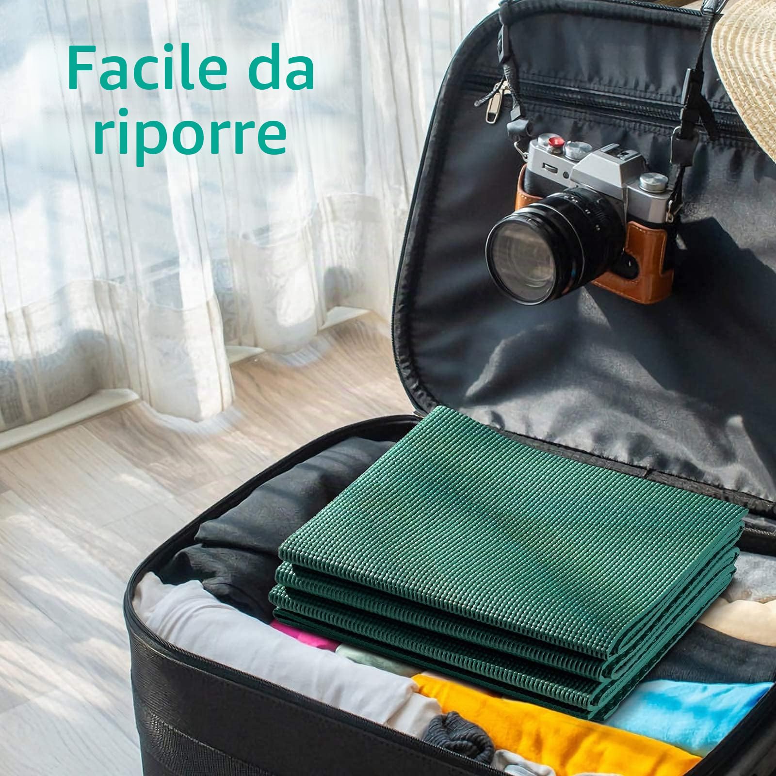 Avoalre Tappetino Yoga Antiscivolo Pieghevole, Tappetino Yoga da Viaggio Portatile in PVC Spesso 5mm Impermeabile per Fitness Esercizio Pilates Sport, 173x61CM
