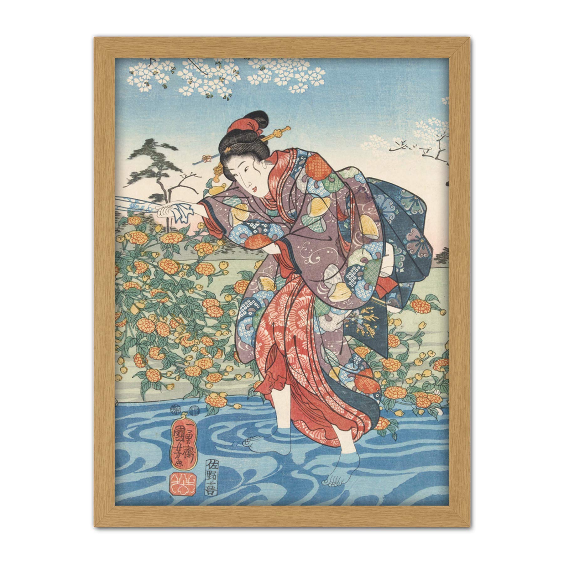 Artery8 Kuniyoshi Ide Tama River Yamashiro Province Artwork Framed Wall Art Print 18X24 Inch