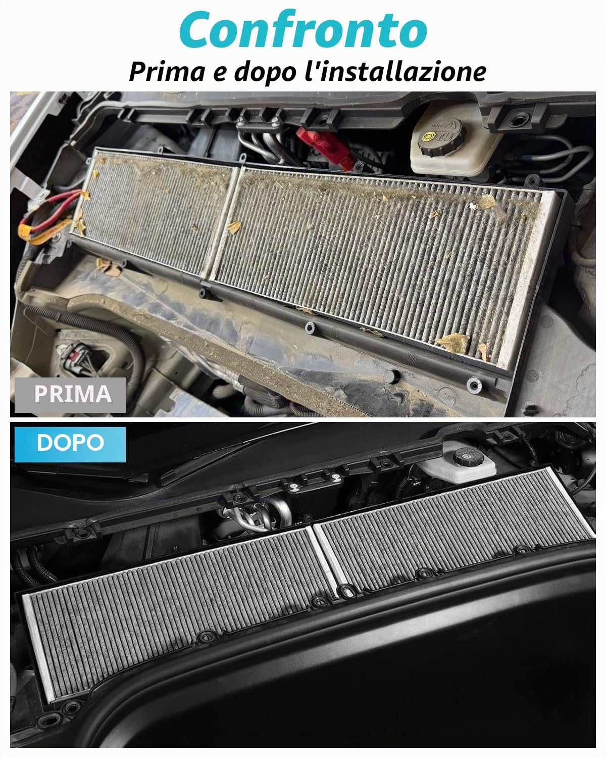 KKTR-CAR Per Tesla Model Y Filtro dell'aria esterno Hepa con carbone attivo, Modalità di ricircolo esterno, Filtro dell'aria di ricambio per Tesla Bio-Defense Modality (2019-2025) (4 pezzi)