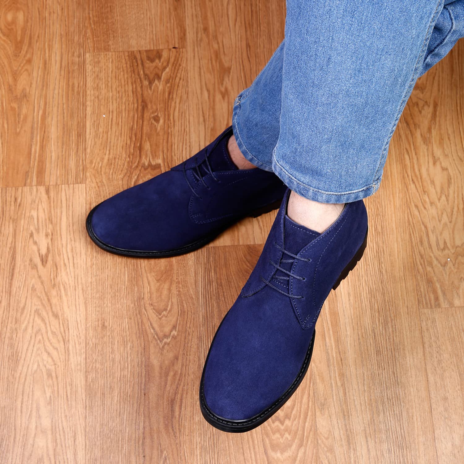 Louis Stitch Mens Federal Blue Italian Suede Leather Boots British