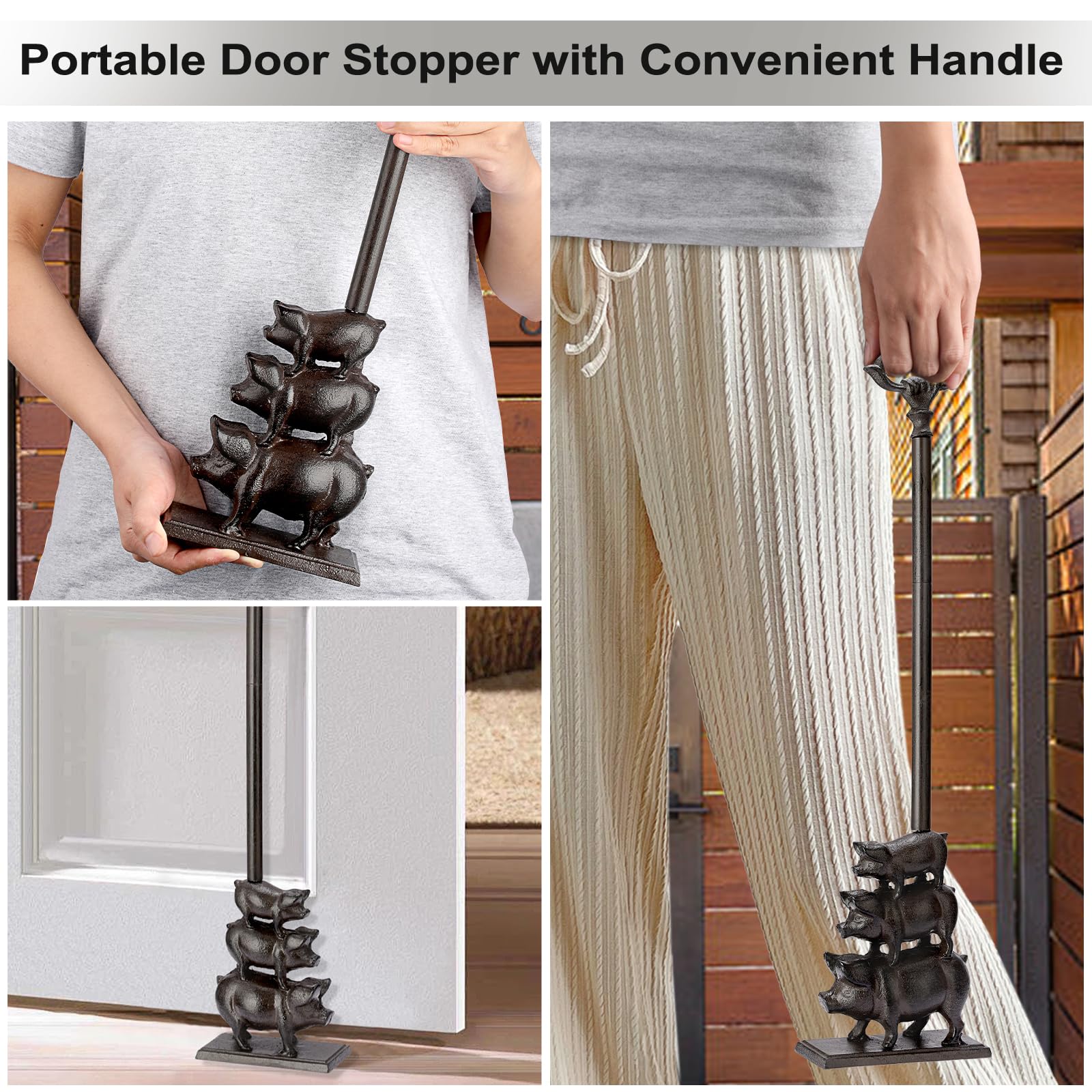 Fermaporta resistente con maniglia per il trasporto, fermaporta a forma di maiale | Nessun trapano, 2.3kg ghisa animale ponderato tappo, decorativo maiale porta Sops Holder