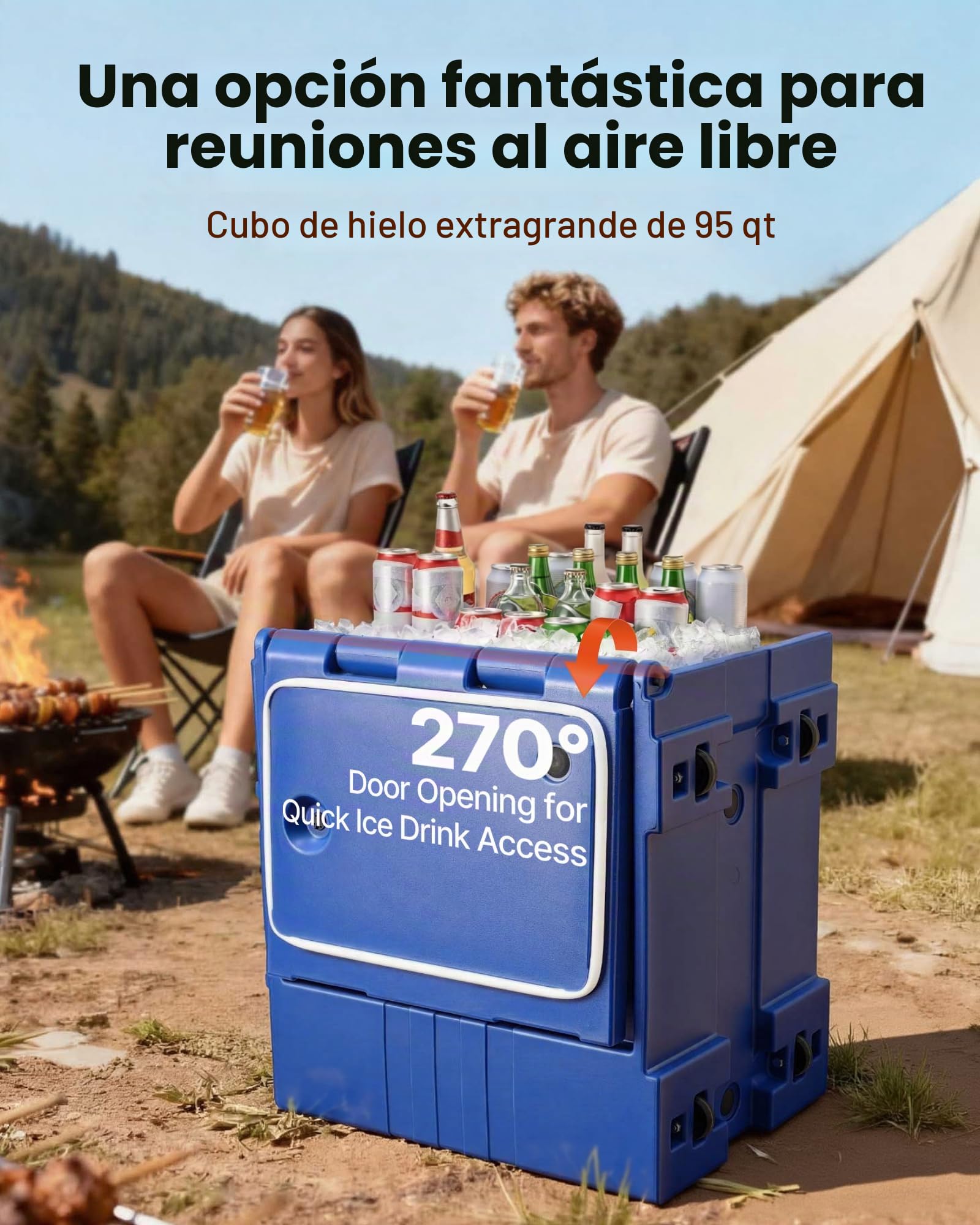 VEVOR Caja Térmica para Alimentos con Aislamiento de 90 L para Catering, Caja para Alimentos con Hebillas Dobles, Carga Frontal con Asas, para Restaurantes y Cantinas, 645 x 445 x 620 mm, Azul