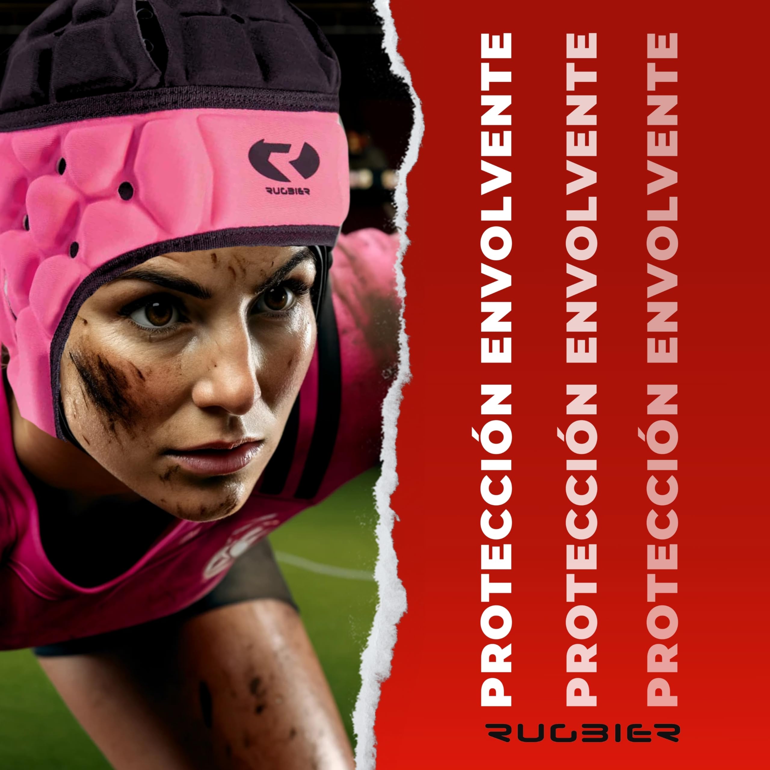 Casco de Rugby Profesional Air-Pro - Adultos y Jóvenes Unisex - Ajustable - Protector de Cabeza Acolchado - Modelo Rosa/Negro