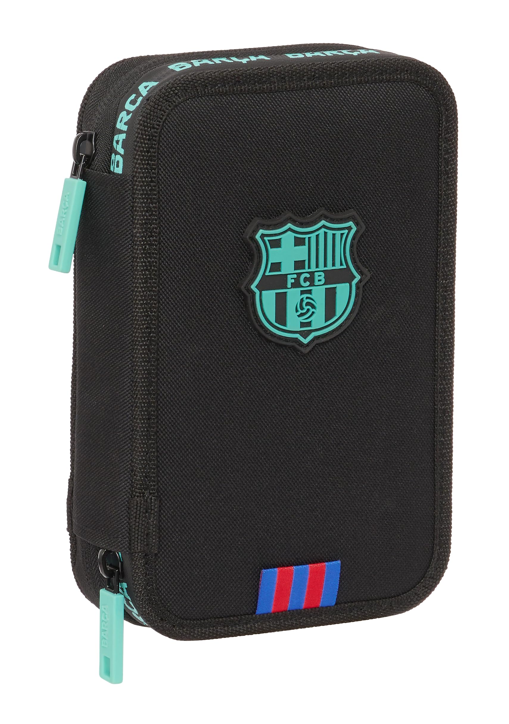 Safta F.C. Barcelona 3ª EQUIPACIÓN - Estuche Escolar Niño, Estuche con Colores, con 28 Útiles Incluidos, Ideal para Niños de 5 a 14 Años, Versátil, Calidad y Resistencia, 12.5x4x19.5 cm, Color Negro