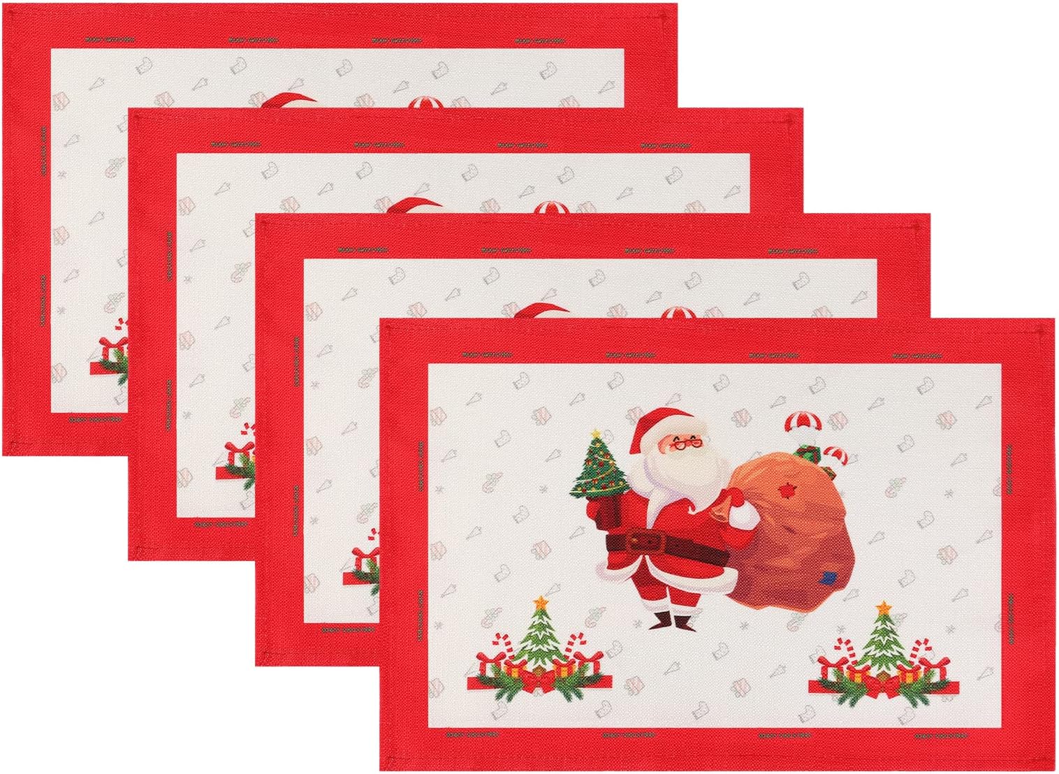GY GUOYUAN Polyester Fabric Placemats for Dining Table 12 x 18 Inch,Christmas Holiday Washable Table Mats,Xmas Decorations,Easy to Clean by Hand and Machine,Placemats Set of 6