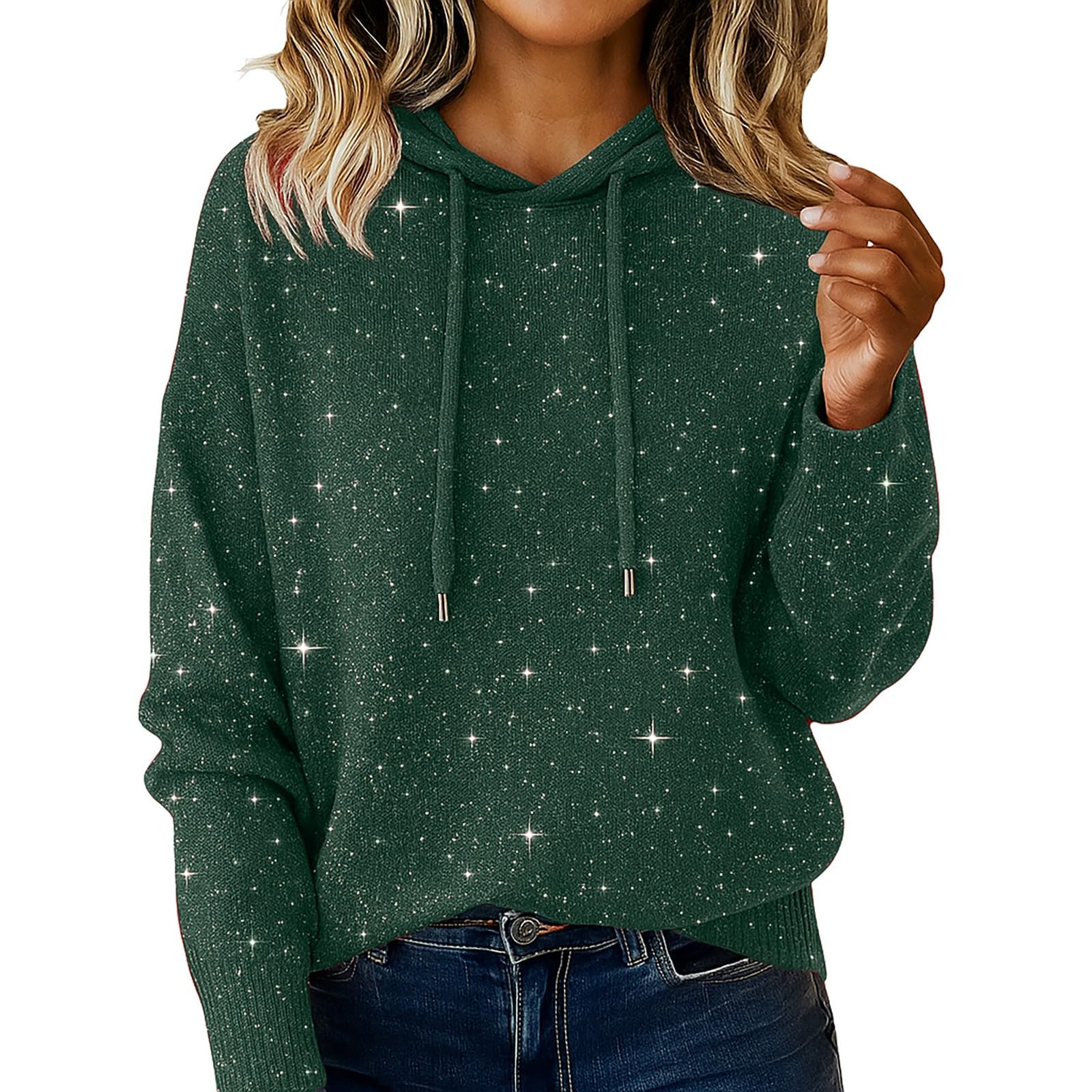 Sequin Sweaters for Women Long Sleeve Crewneck Baggy Sparkly Glitter Hoodies Fashion Elegant Plus Size Party Pullover Tops