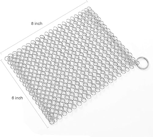 Miniatura 2 de Limpiador de hierro fundido de 8 x 6 pulgadas, depurador de cadena de acero inoxidable 316L de alta calidad para wok de hierro fundido, sartén,