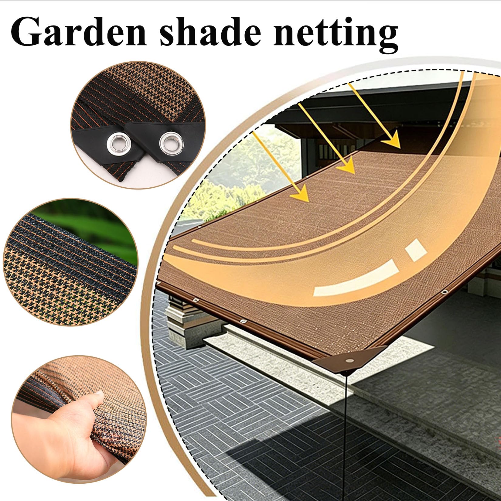 Malla de Sombreo Red de Sombra Malla Sombreadora Exterior con Ojales Café 90% Tasa de sombreado para Patio Plantas Pérgola Terraza Balcon Valla Jardin ocultacion(7x8m)