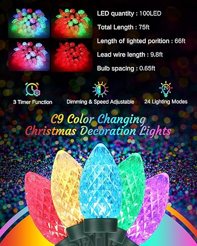 Miniatura 8 de Flacchi Control remoto 100 luces LED que cambian de color de 66 pies + 2 tiras de luces solares cada una de 72 pies con 200 luces LED