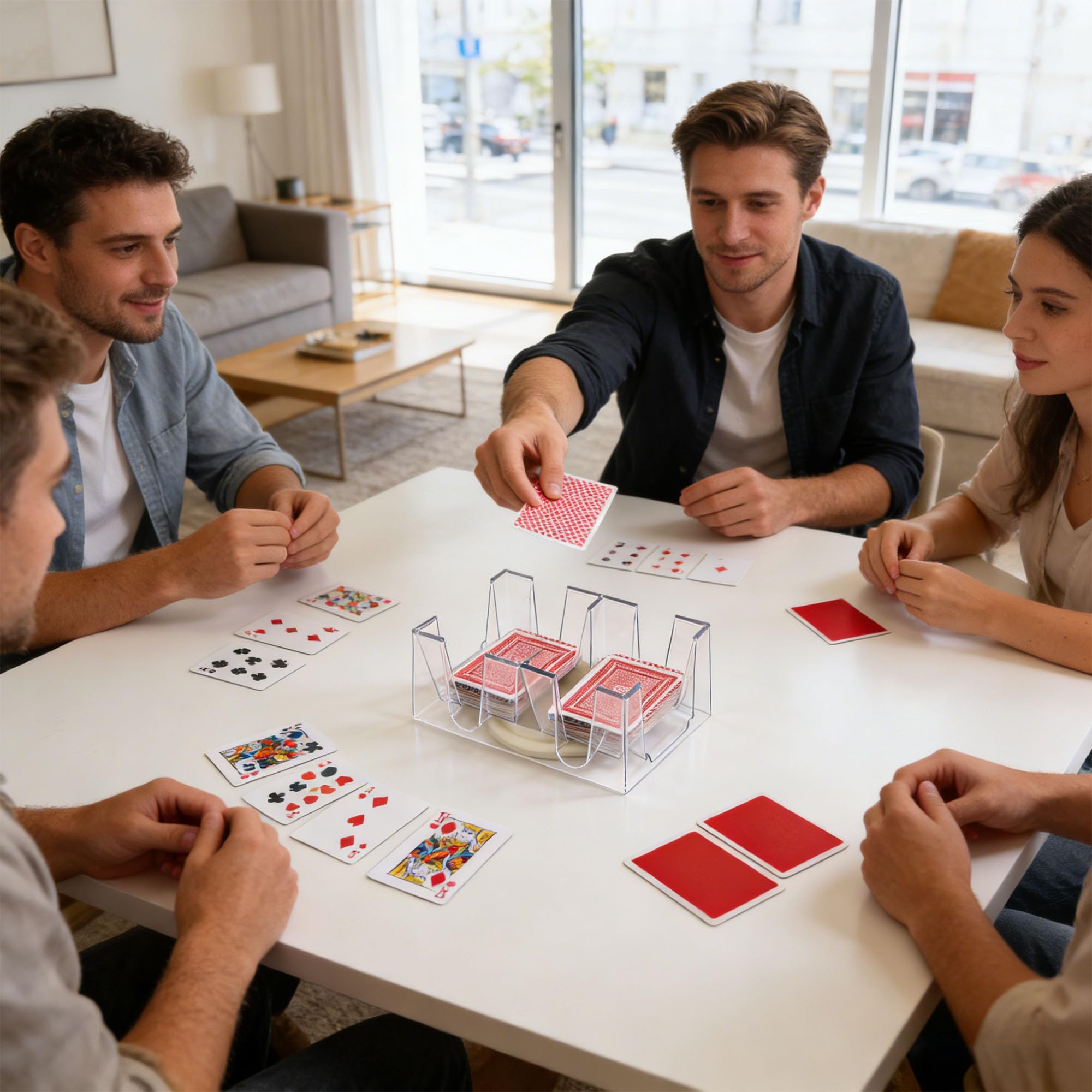 Bandeja giratoria para Naipes, Bandeja de Cartas de Juego, Poner 12 póquer, Transparente, Accesorios para Juegos de Cartas, Apto para Juegos de Mesa con Cartas