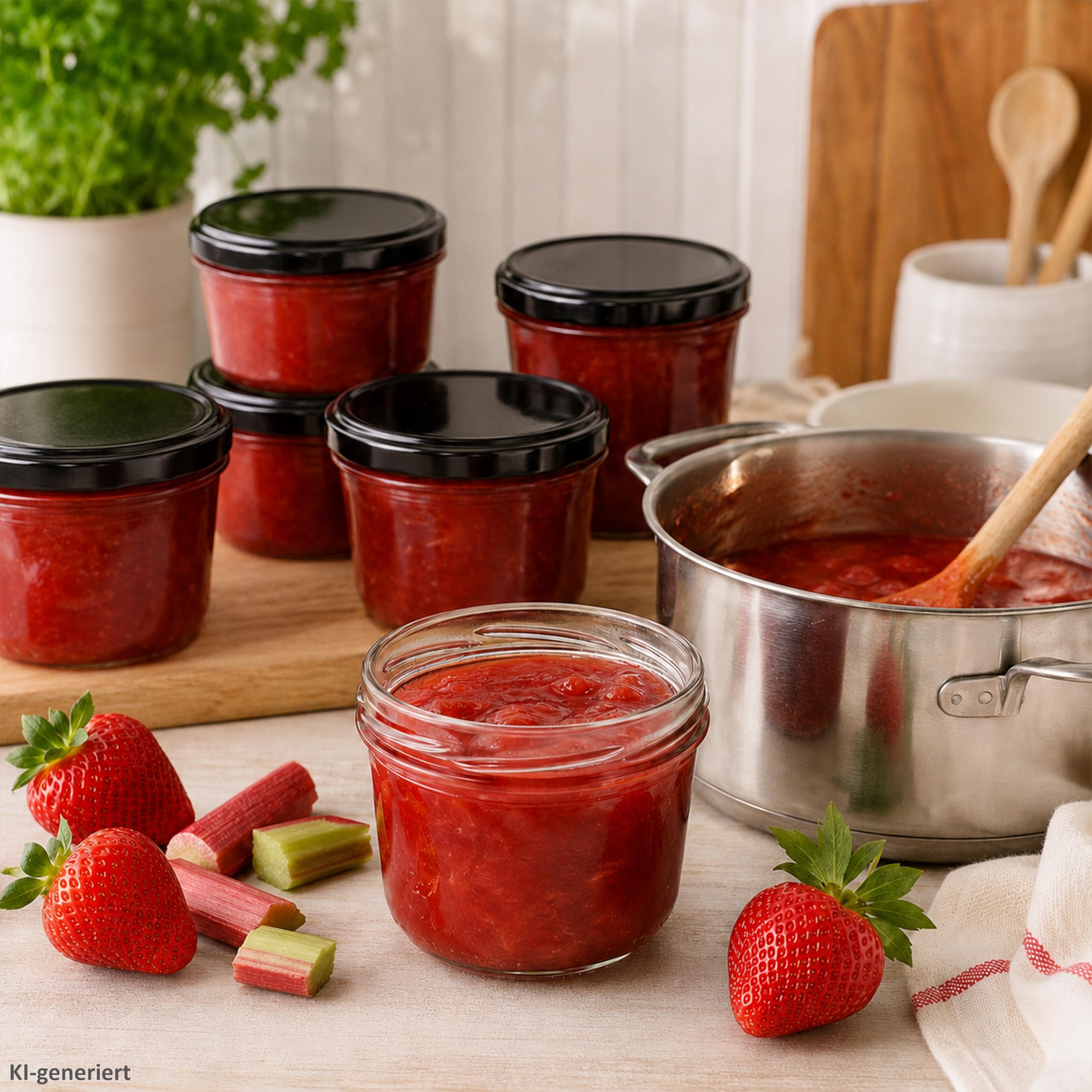 MamboCat 100er Set Sturzglas 230 ml Marmeladenglas Einmachglas Einweckglas To 82 schwarzer Deckel incl. Diamant-Zucker Gelierzauber Rezeptheft