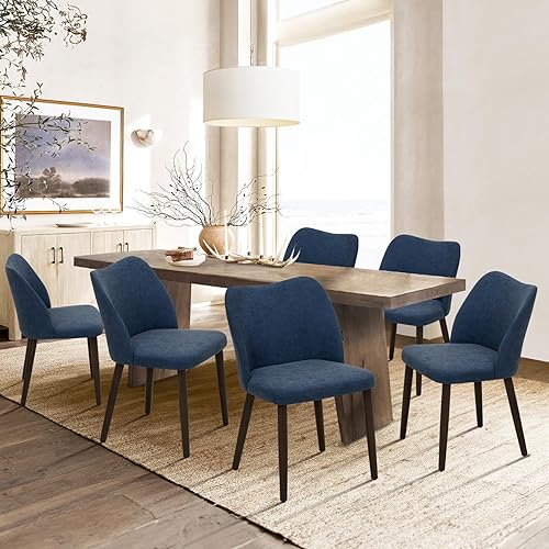 Miniatura 15 de COLAMY Juego de 2 sillas tapizadas para comedor, silla moderna de tela para comedor y cocina con asiento acolchado y patas de madera para