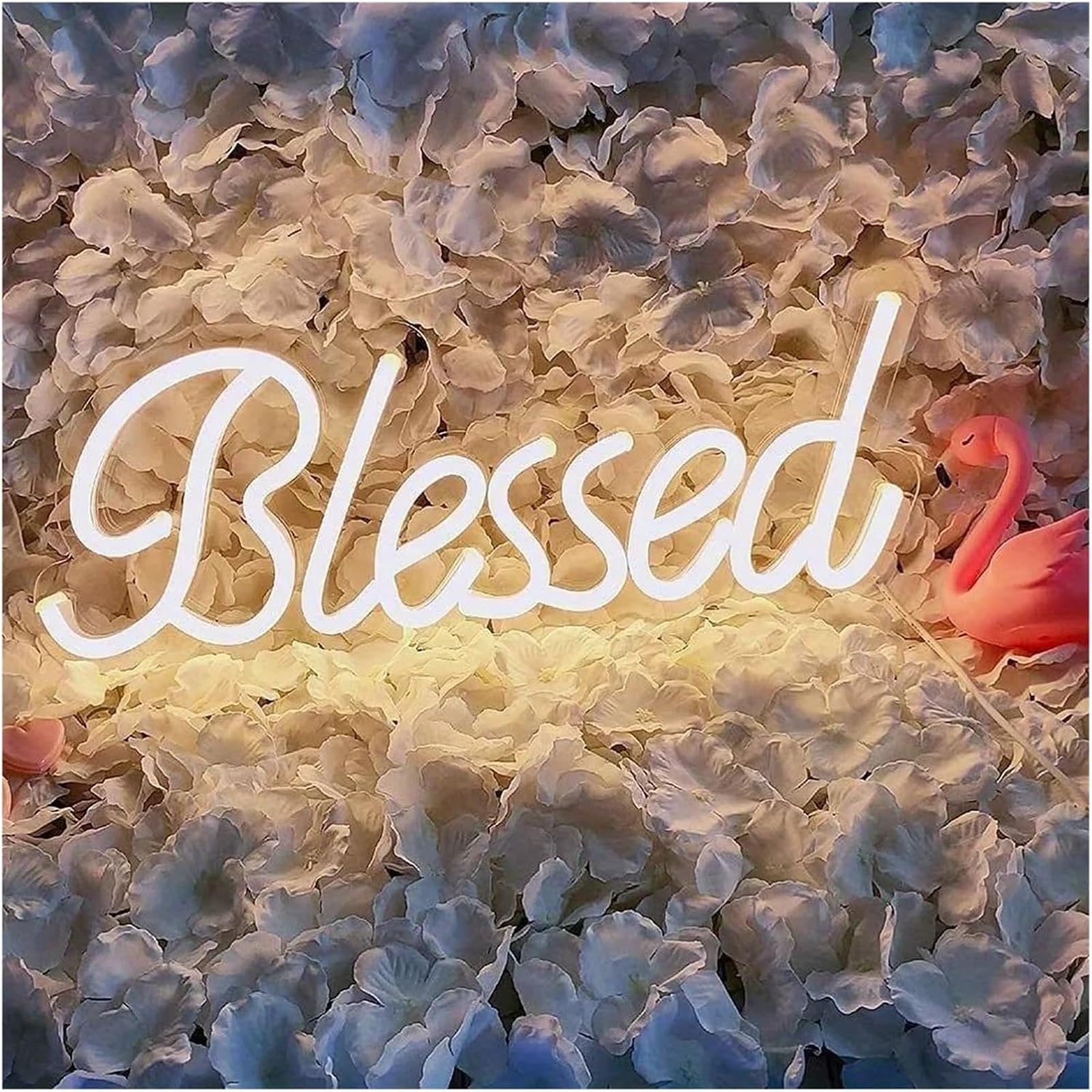 Lampada al per neon con scritta "Blessed" dall'atmosfera rilassante, alimentata da,luce per decorazioni murali