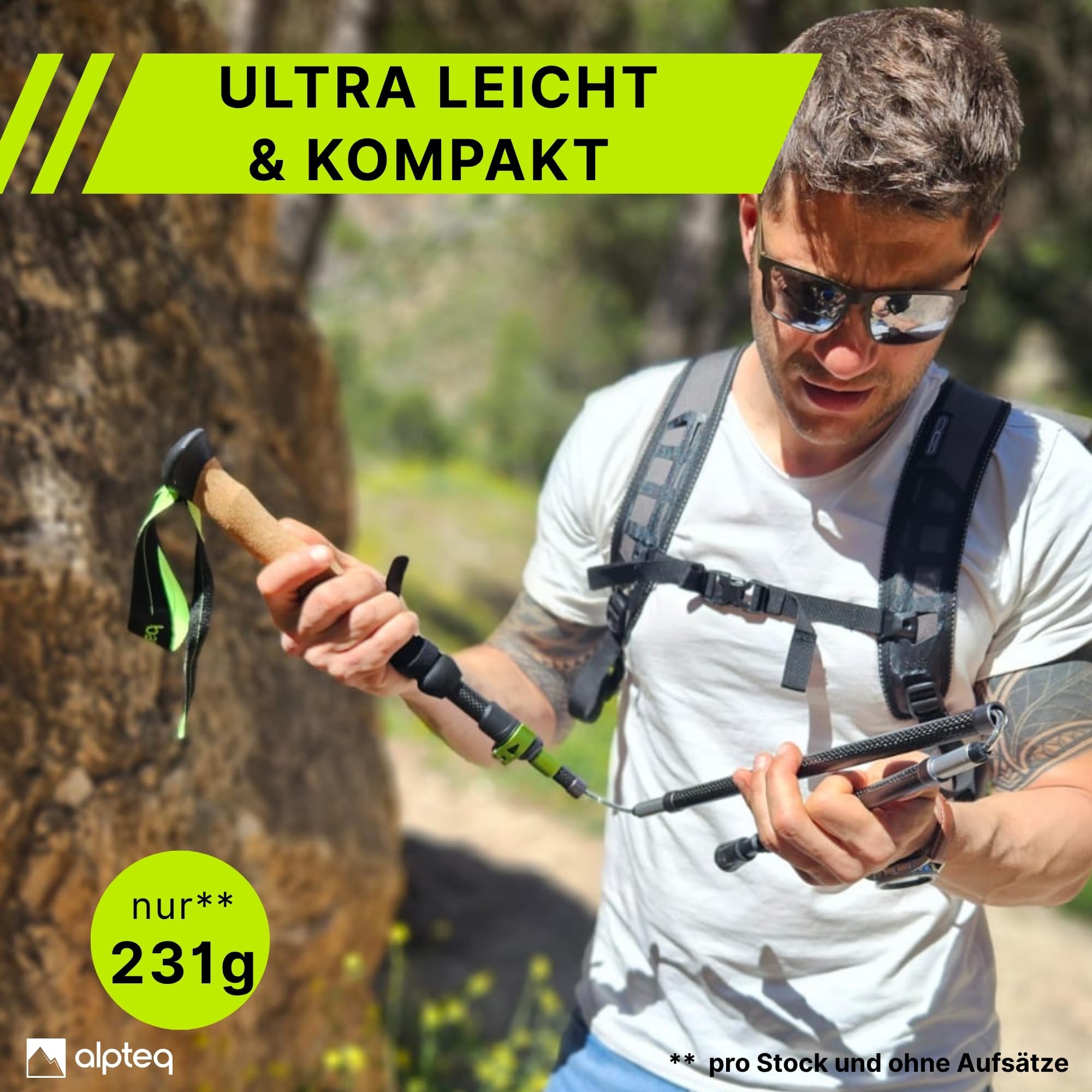Kijki trekkingowe składane z włókna węglowego lub aluminiowego, z uchwytem korkowym, do sportów górskich, trekkingowych, dla kobiet i mężczyzn, bardzo lekkie i teleskopowe