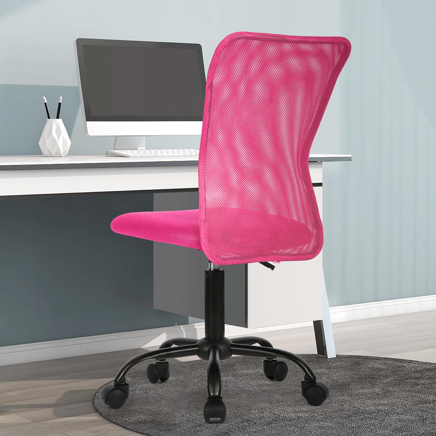 Ergonomic Mid Back Mesh Office Chair - Height Adjustable Modern Task Computer Chair No Armrest Executive Rolling Swivel