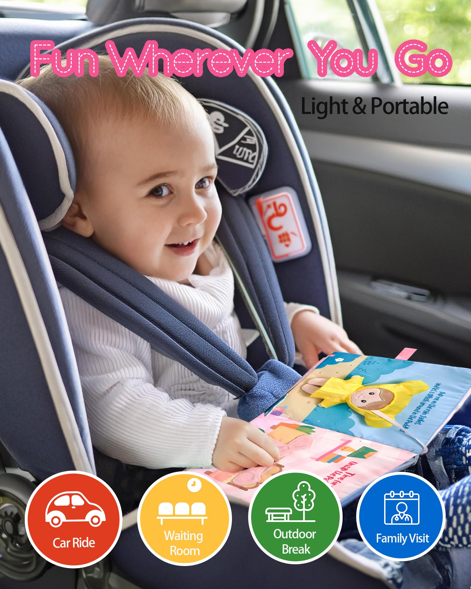 LeyaDoll Livre en Tissu Interactif Sensoriel, Livre d'Activités Éducatif Silencieux pour Bébé, Jouet de Voyage pour Enfants de 1 à 3 Ans (Habille-Moi Correctement) : Jouets & Jeux