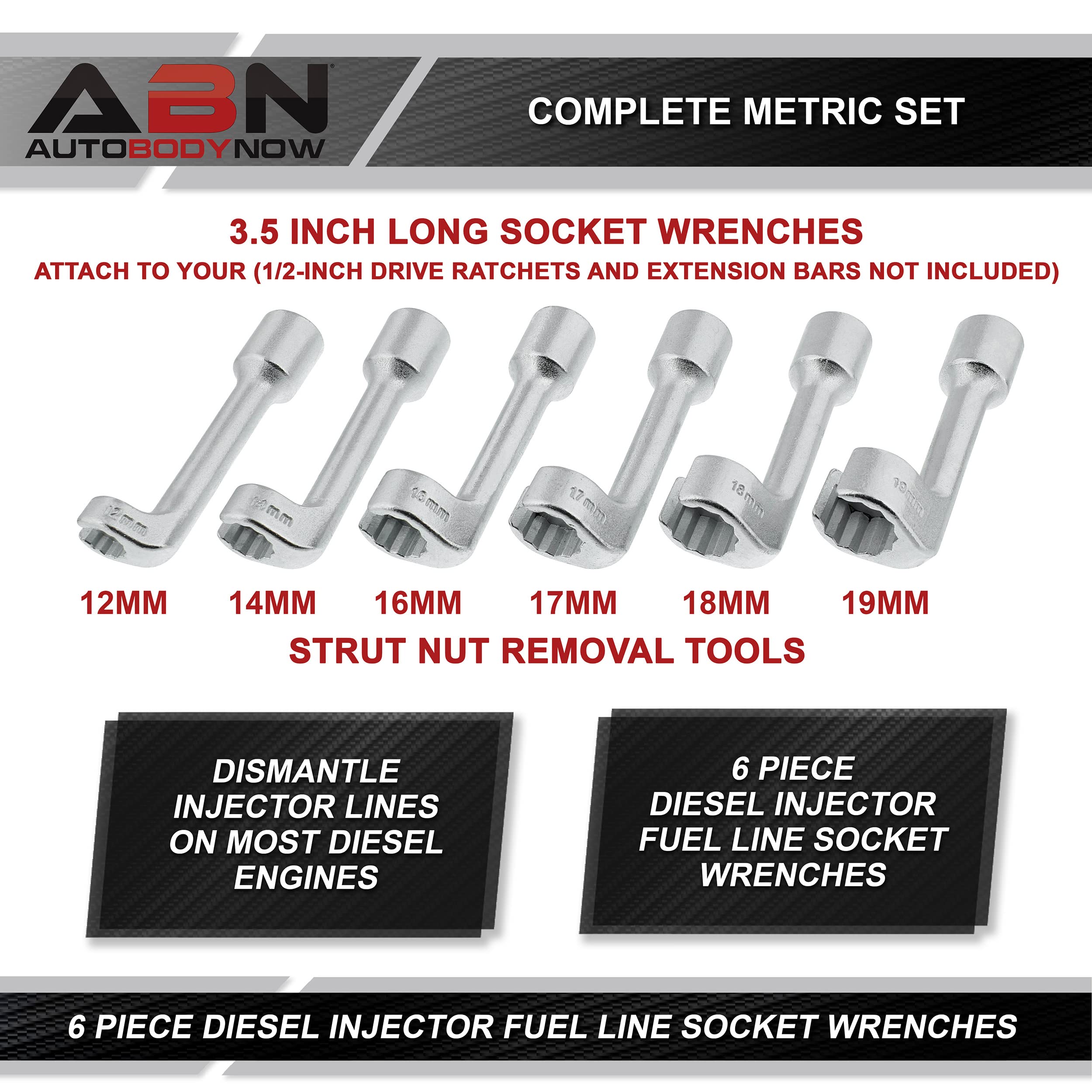 Snapklik.com : Diesel Injector Line Socket Set - 6pc Metric Size Oil ...