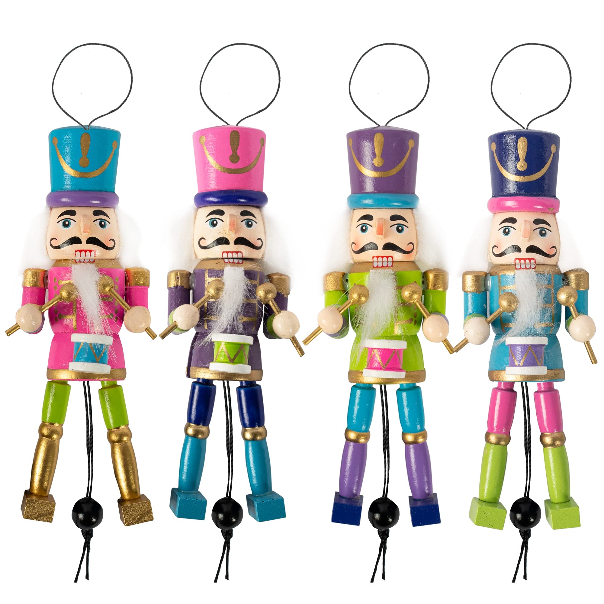 FUNPENY 5" Christmas Decorative Nutcracker, Handmade Wooden Mini Sant Claus and Soldier, Soldier Toy Holiday Present, Festive Collectible Nutcracker, Winter Tabletop Christmas Decorations, 3 Set