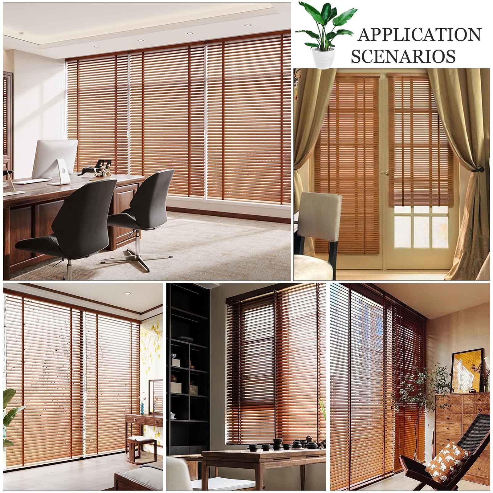 Hochwertige Holz-Jalousien, 50–130 cm, horizontale Sonne, für Zuhause/Küche/Büro, Verdunkelungslamellen, verstellbare Lichtsteuerung, B x H 120 x 130 cm
