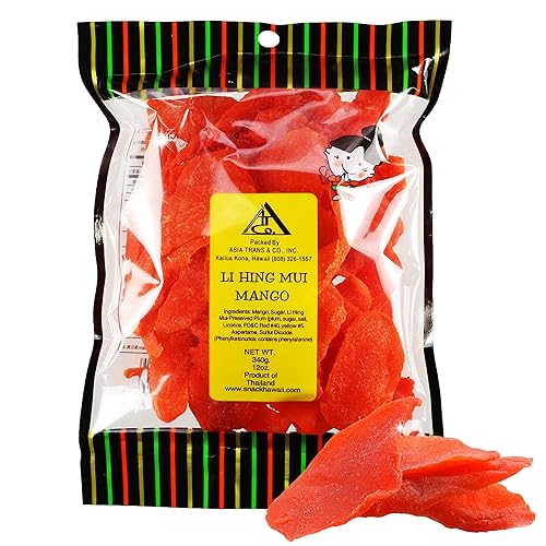 Asia Trans Li Hing Mui - Mango seco Favorito hawaiano Caramelo de fruta seca naturalmente dulce con polvo de ciruela asiática