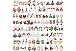 110Pcs 55 Pairs Christmas Hair Charms Enamel Jewelry Pendants Accessories Xmas Earring...