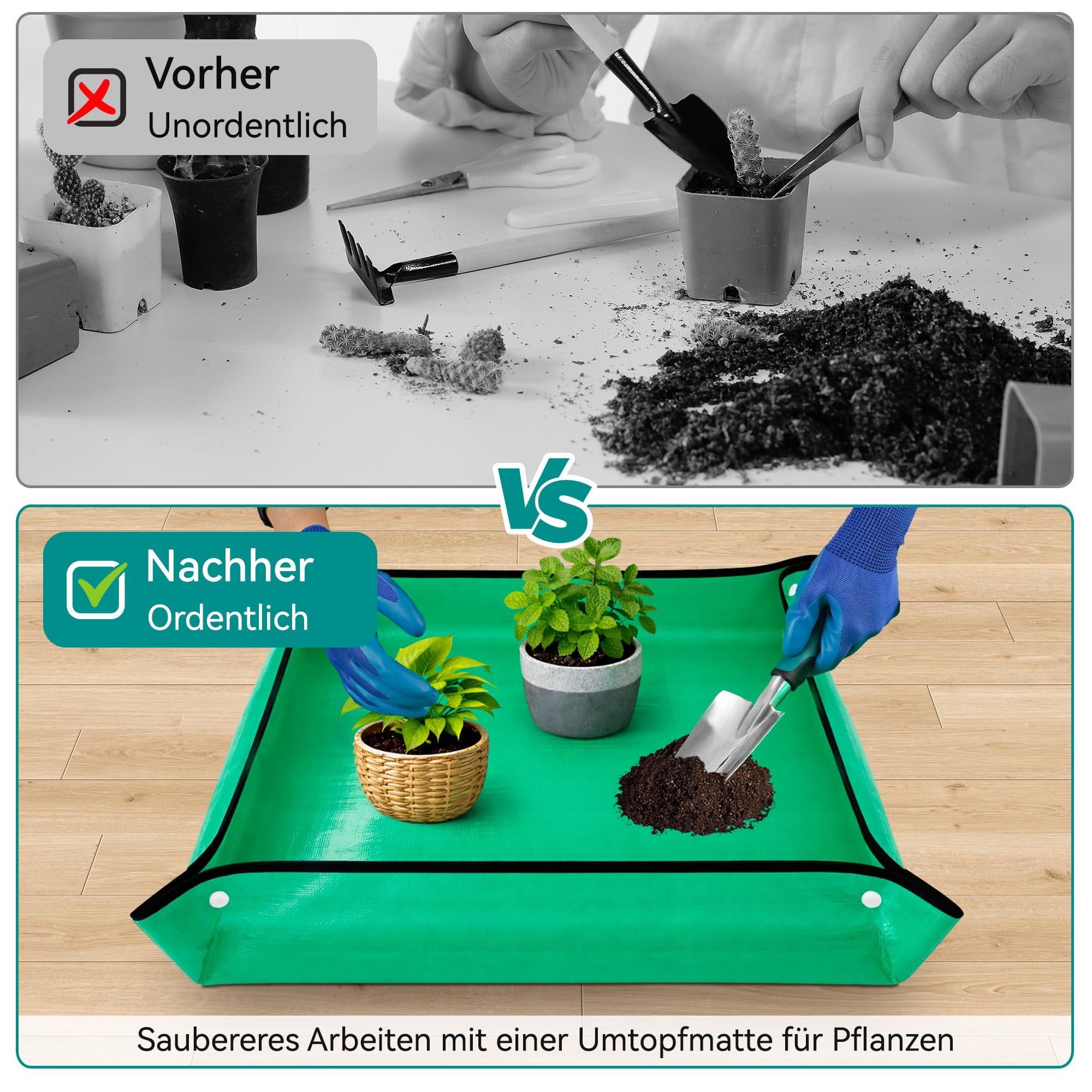 Novent Gartenwerkzeug Set, 7 Stück Gartenset aus Edelstahl, Gartenschaufel, Blumenschere, Handgrubber, Pflanzschaufel mit Aufbewahrungstasche - Geschenke für Frauen, Männer Garten