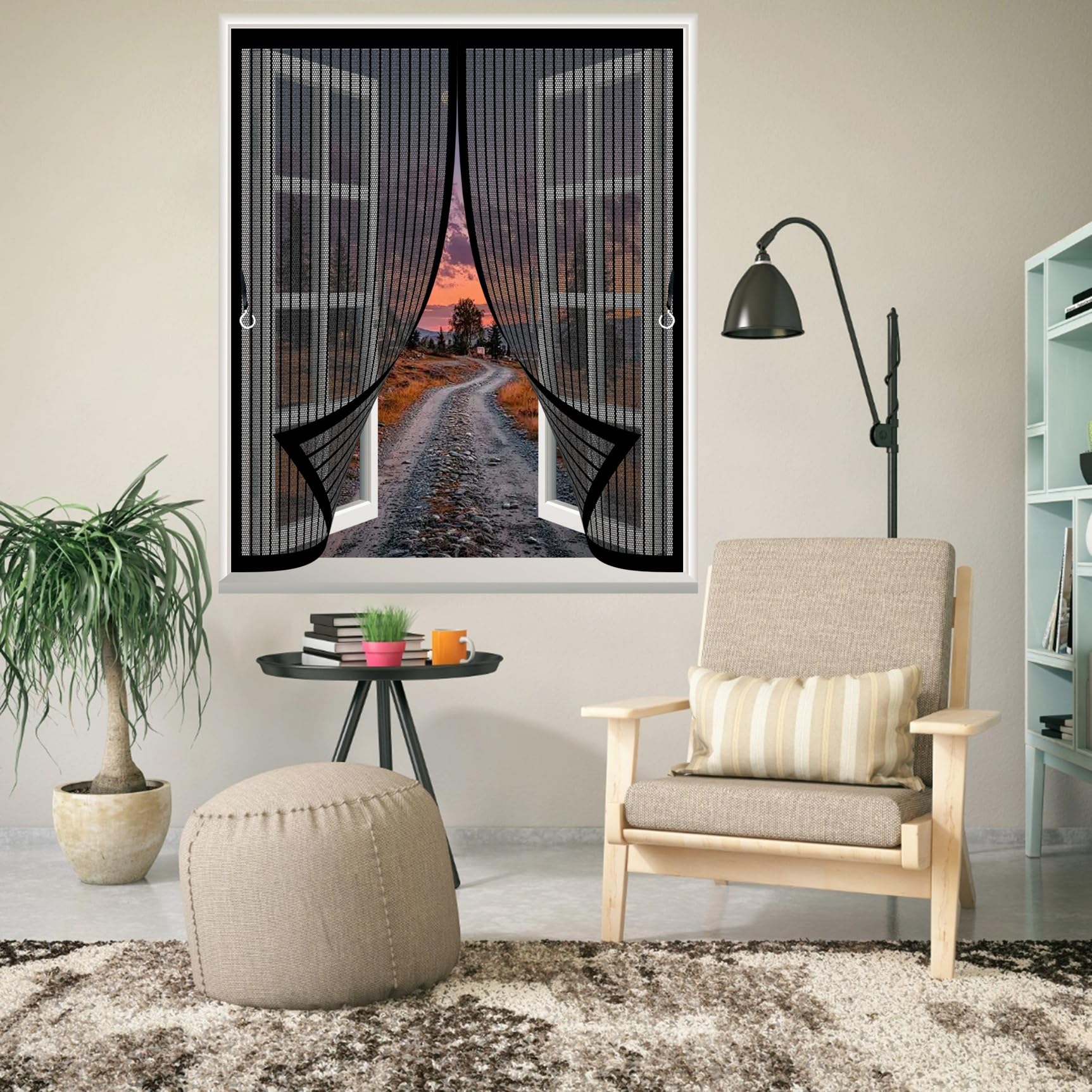 Moustiquaire fenêtre 120 x 114 cm noire à maille ultra fine