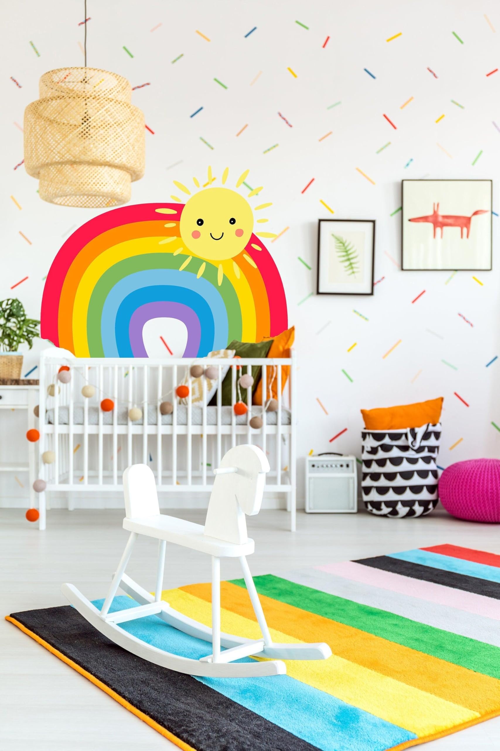 Adesivo da parete arcobaleno – Decorazione per cameretta dei bambini, decalcomania in vinile colorato, 55 x 37 cm