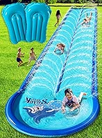 Slip and Water Slide for Kids and Adults Backyard 22ft with Extra-Large Inflatable Guard Rails and Dual Way Water Sprayers,Heavy Duty and Extra Long Design with Two Inflatable Bodyboards.