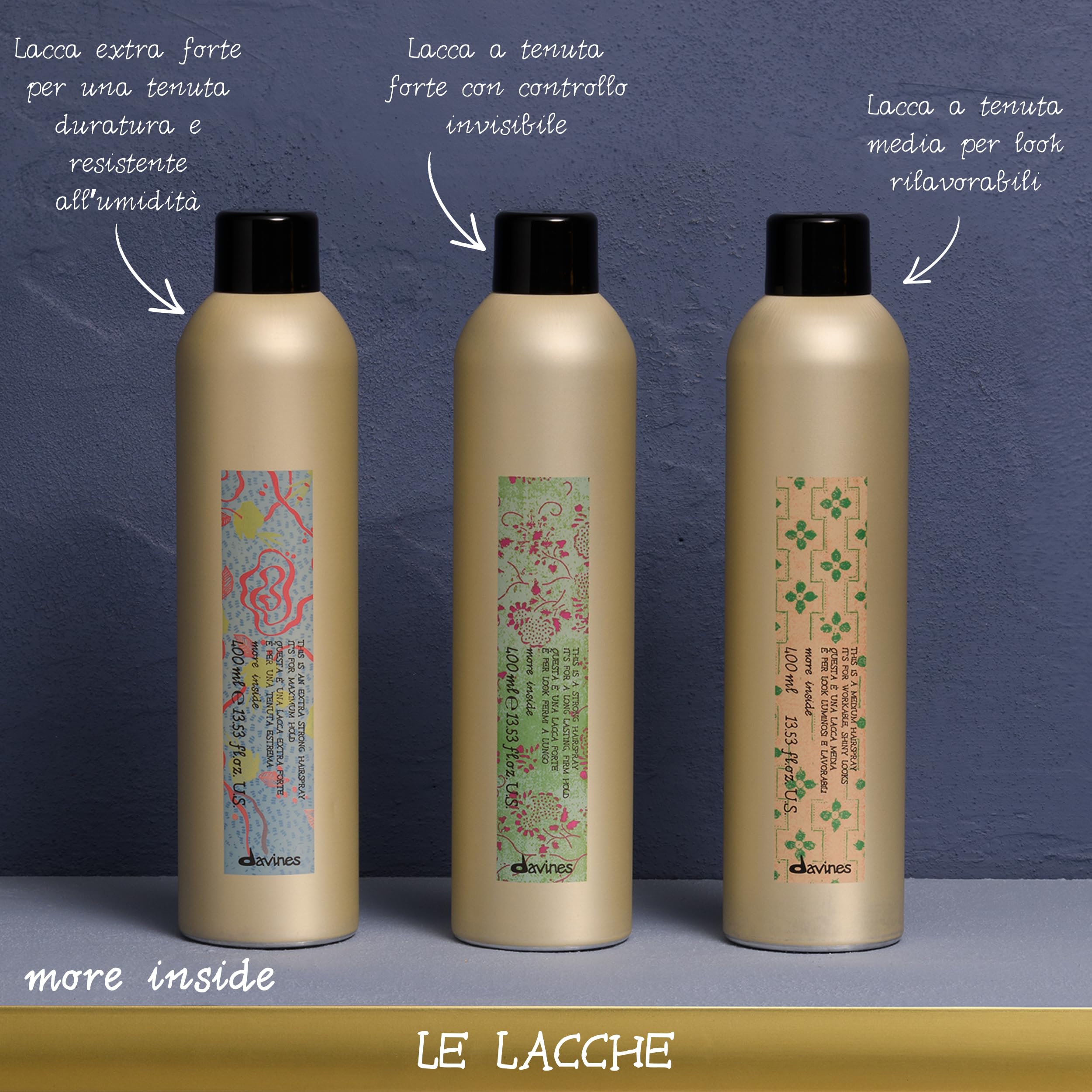 Davines MORE INSIDE Questa è una Lacca Tenuta Forte - Lacca invisibile con tenuta forte anti-umidità - 400 ml