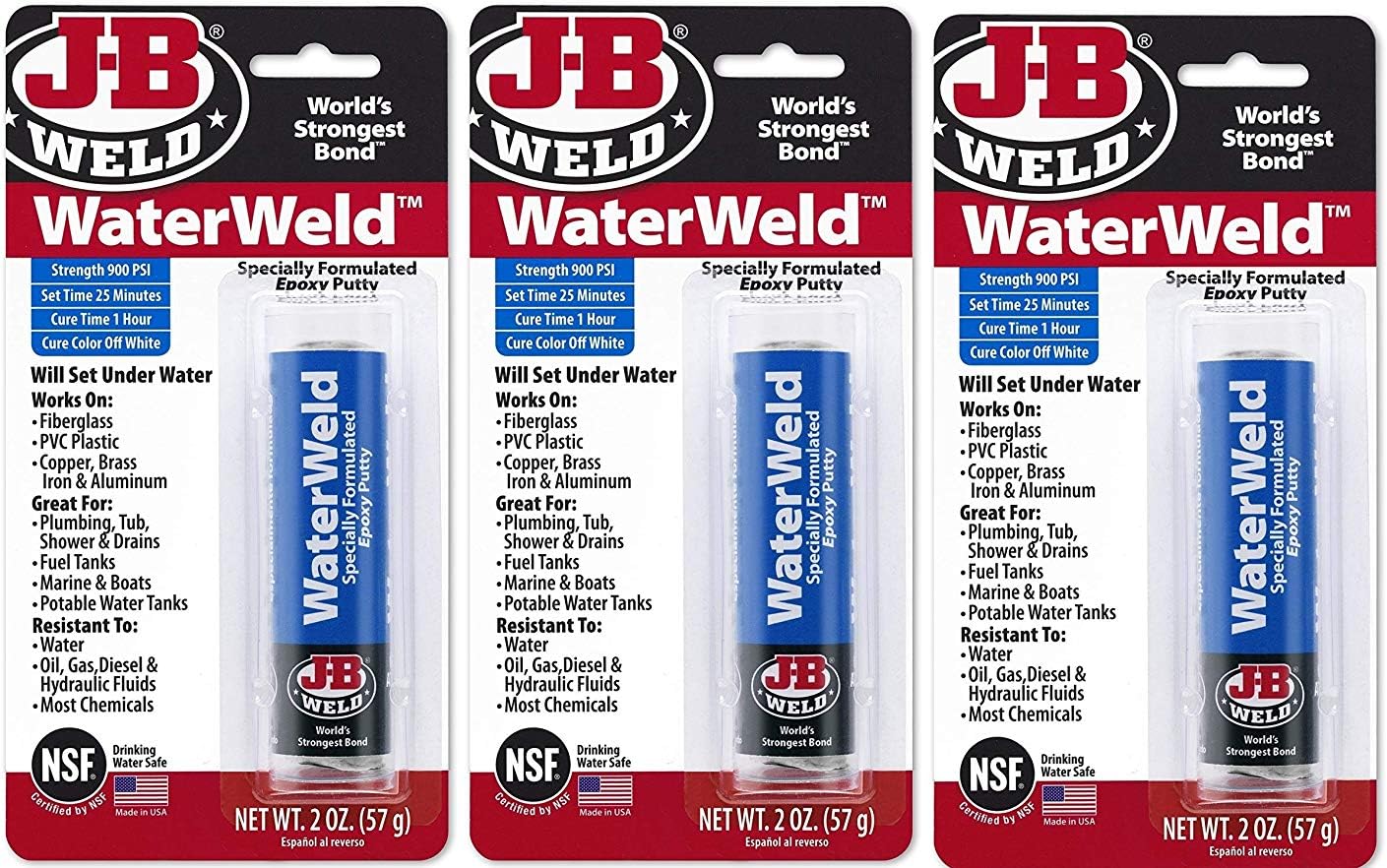 J-B Weld 8277 WaterWeld Epoxy Putty Stick - 2 oz. - 3 Pack : Amazon.ca ...