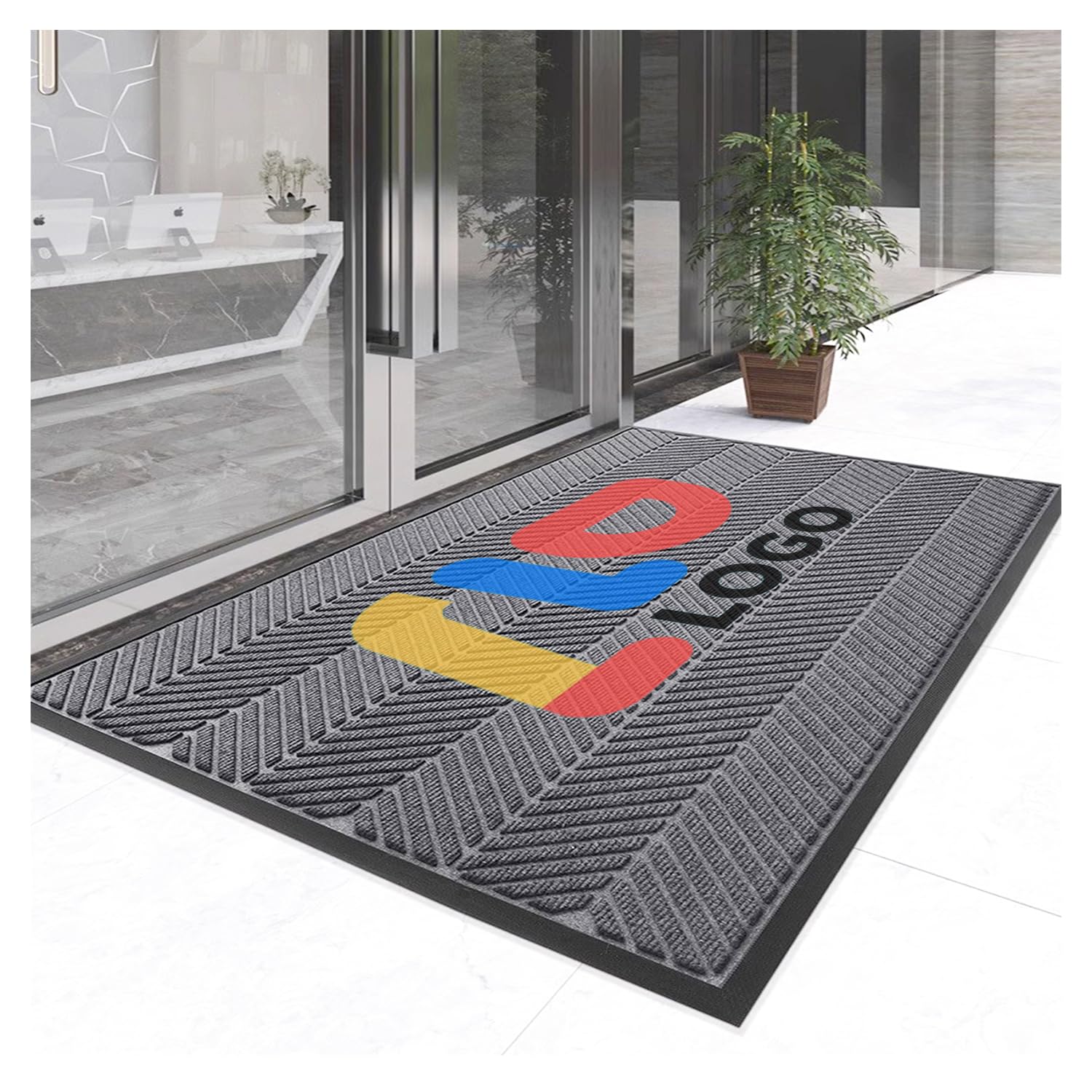 Tapis Personnalisé Entrée Paillasson Intérieur ou Extérieur Personnalisable Famille avec Logo et Texte Antidérapant et Absorbant pour Maison, Porte de Bienvenue (90×60 cm)