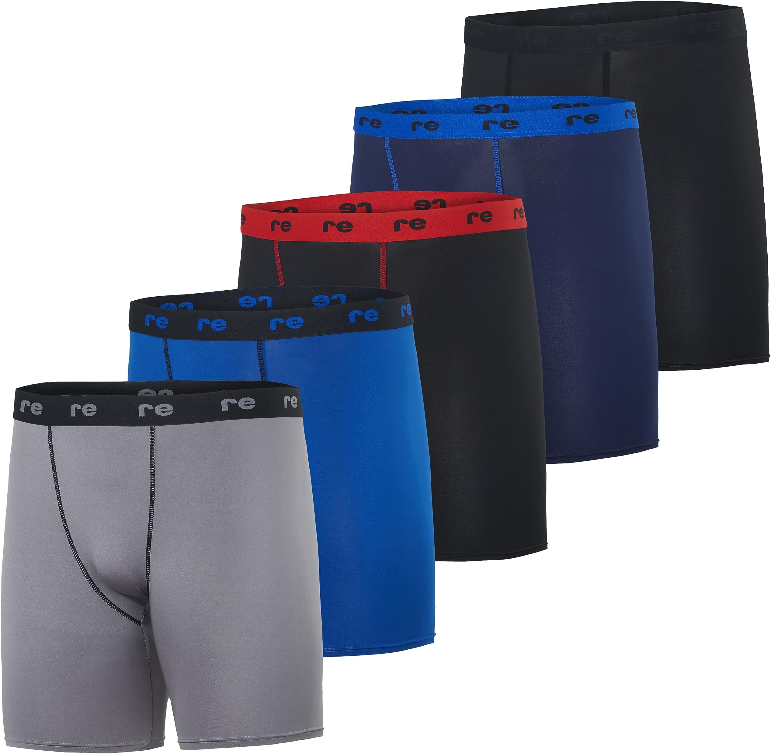 Real Essentials 5 Pack: Mens Compression Shorts - Quick Dry Performance Active Underwear (Available in Big & Tall)