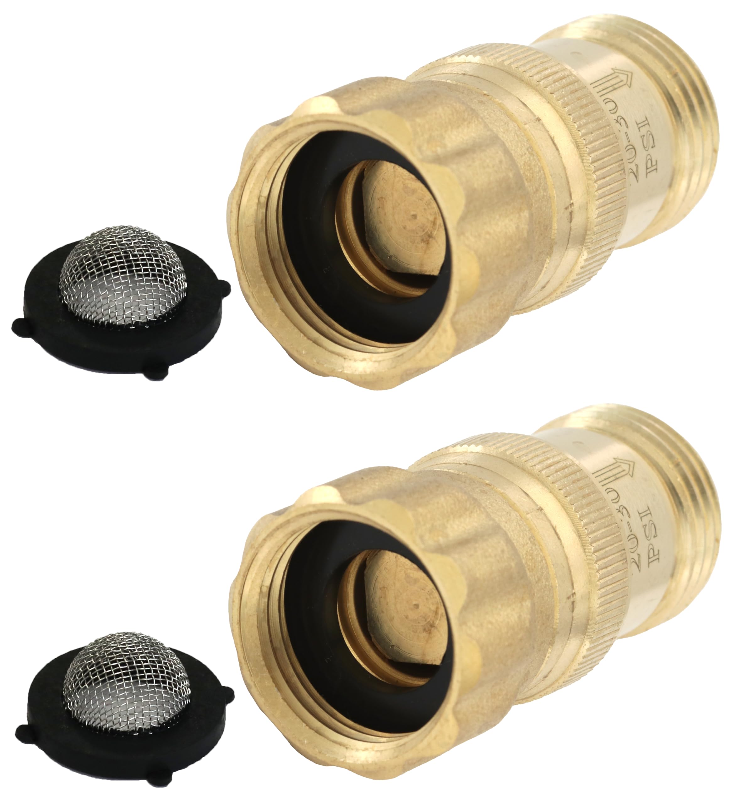 Heavy Duty 25 psi Water Pressure Regulator 3/4 inch Hose Thread Drip Irrigation System Pressure Reducer, Lead-Free Brass (With Regular and Screen O-Rings, 2, Count)