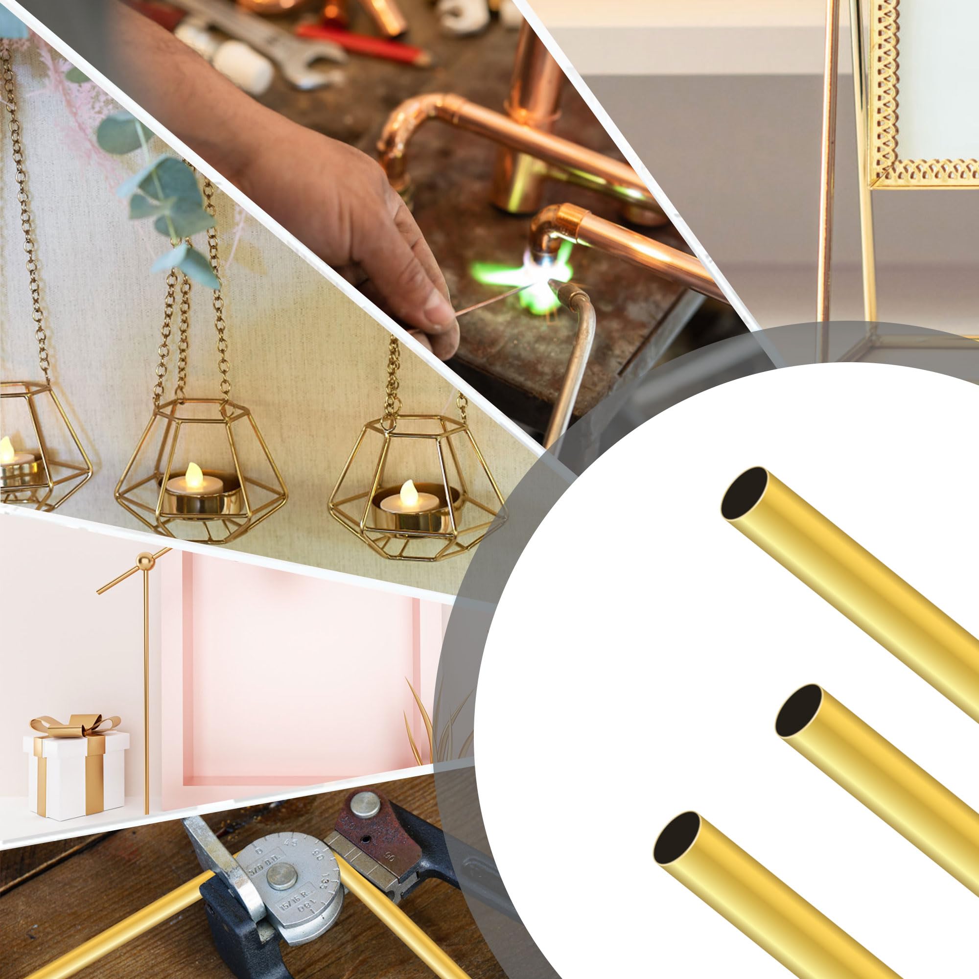Lot de 10 tubes en laiton ronds sans couture pour loisirs créatifs - 2 mm, 2,5 mm, 3 mm, 3,5 mm, 4 mm, 5 mm, 6 mm, 7 mm, 8 mm de diamètre extérieur x 0,2 mm d'épaisseur de paroi x 200 mm de