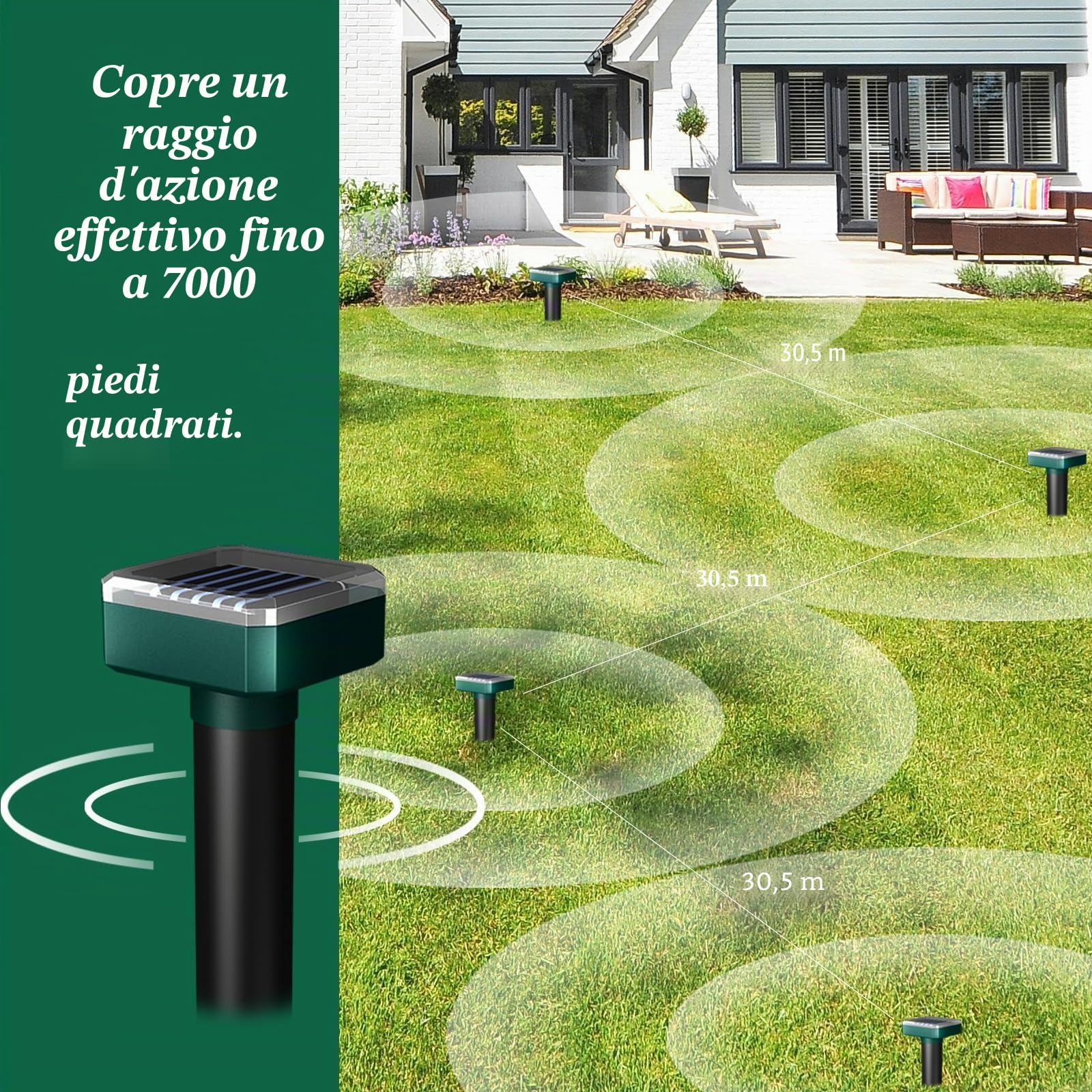 Snake Away per esterni, repellente per serpenti ad energia solare per cortile, deterrente sonico, impermeabile e sicuro per animali domestici, per garage, prato, uso domestico (8)