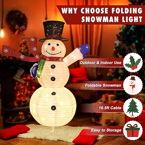 Miniatura 2 de Decoraciones navideñas de Papá Noel iluminadas, 2.5 pies, luces de Papá Noel plegables para interiores y exteriores, luces de Papá Noel