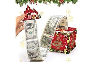 Unique Christmas Money Surprise Box with Pull-Out Merry Christmas Card & Transparent Bags