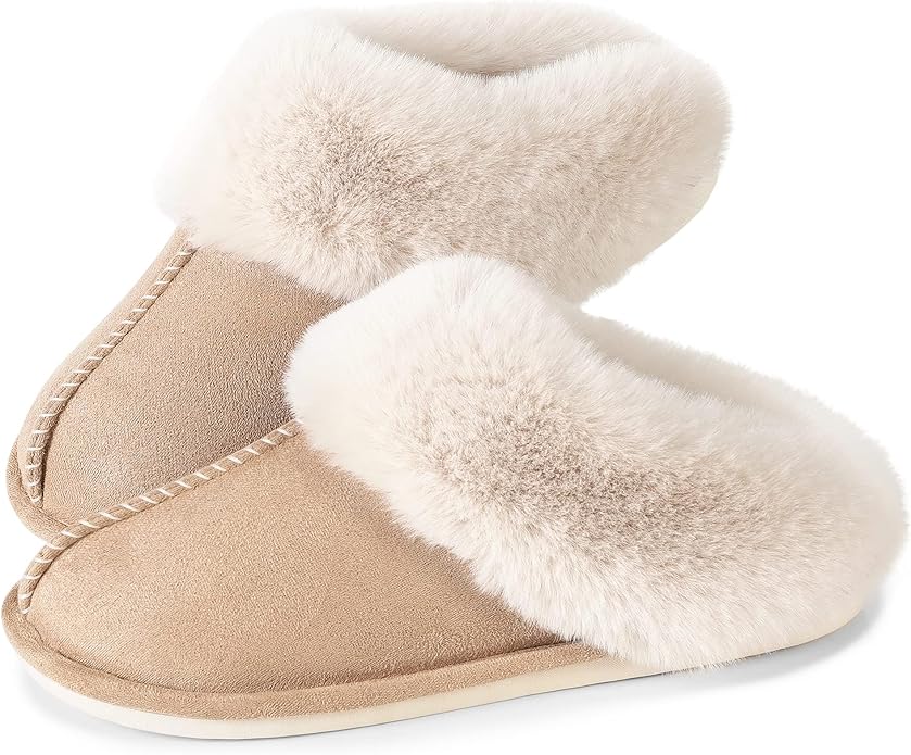 JANERIW Women’s Warm Fuzzy Slippers – Cozy Gift for Her, Memory Foam Indoor House Shoes, Soft Faux Fur Lining, Perfect Present for Mom or Wife