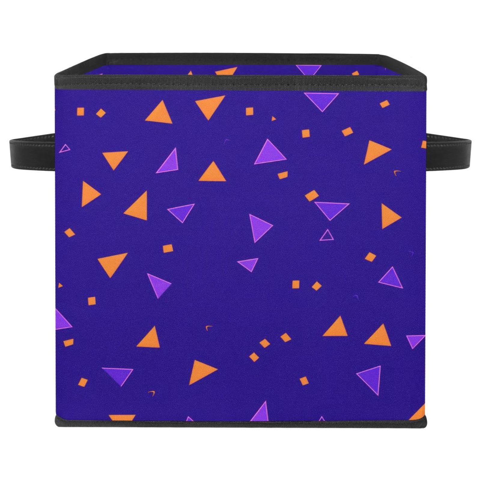 Bac de rangement cube violet 27cm avec poignées cuir pour étagère et placard