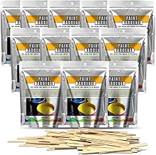 12 Pack Paint Hardener for Disposal - Fast Acting Solidifier for Disposal - Paint Drying Powder for Acrylic & Latex Paint with 12 Pcs 14 Inch Wooden Stir Sticks
