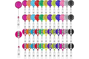50 Pack Retractable Badge Reels - Perfect for Office Workers, Nurses, Teachers, and More