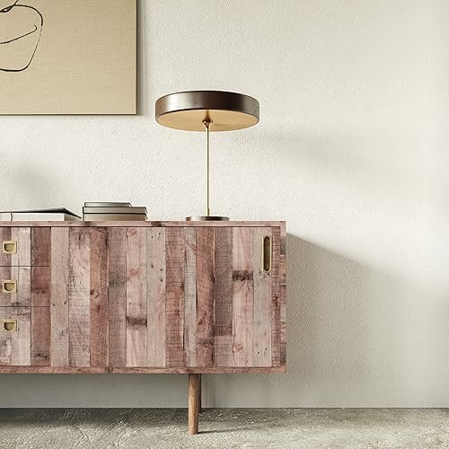 Miniatura 6 de Yun-aeon Papel tapiz de contacto de madera natural y canela de 17.3 x 472 pulgadas, autoadhesivo, extraíble, vintage, madera sintética, estante de