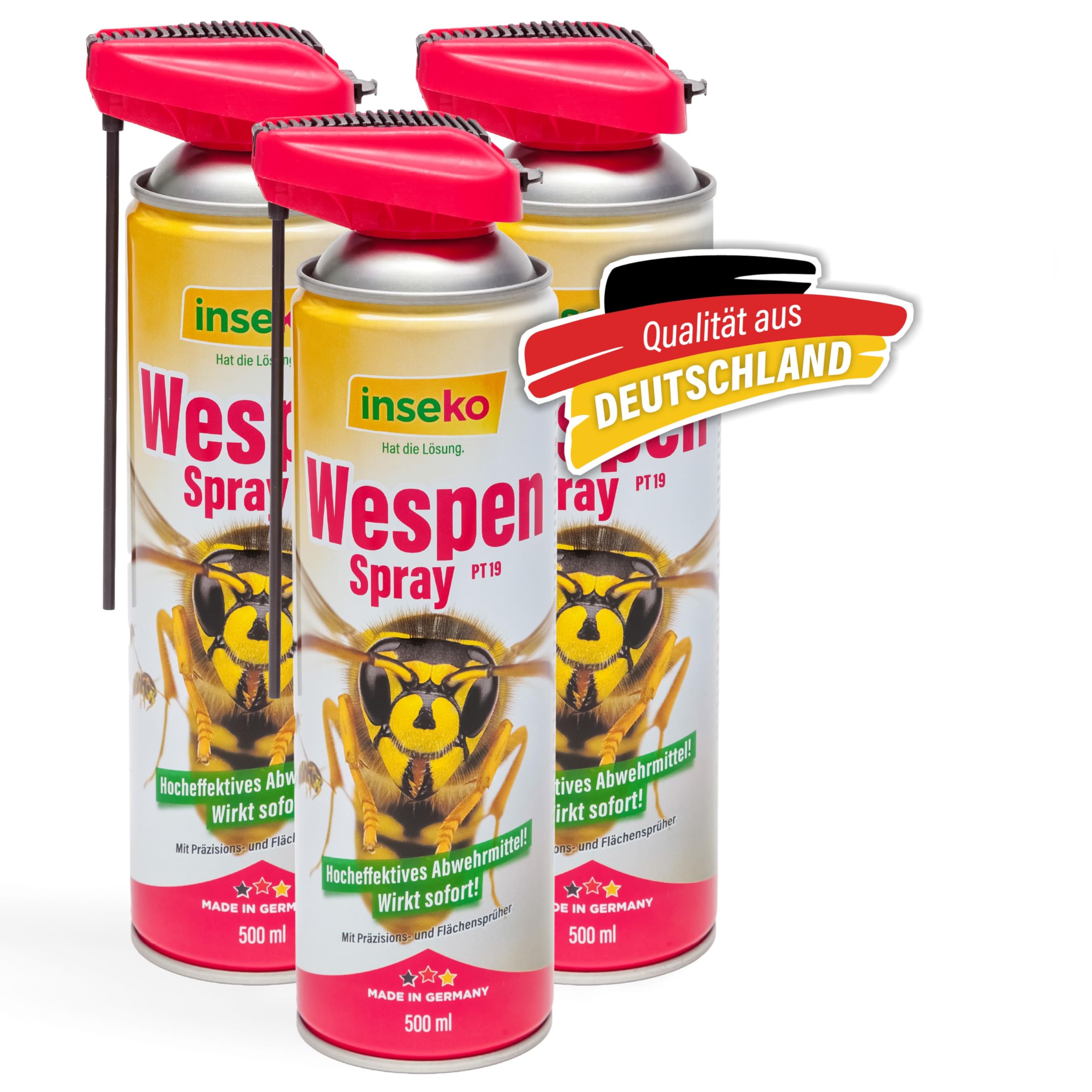 inseko Wespenspray mit Sprührohr 500ml - Profi Wespen-Abwehr Spray mit Sofortwirkung - Gegen Wespen & Wespennester - Schutz für Haus, Garten & Terrasse (PT19) (1500ml)