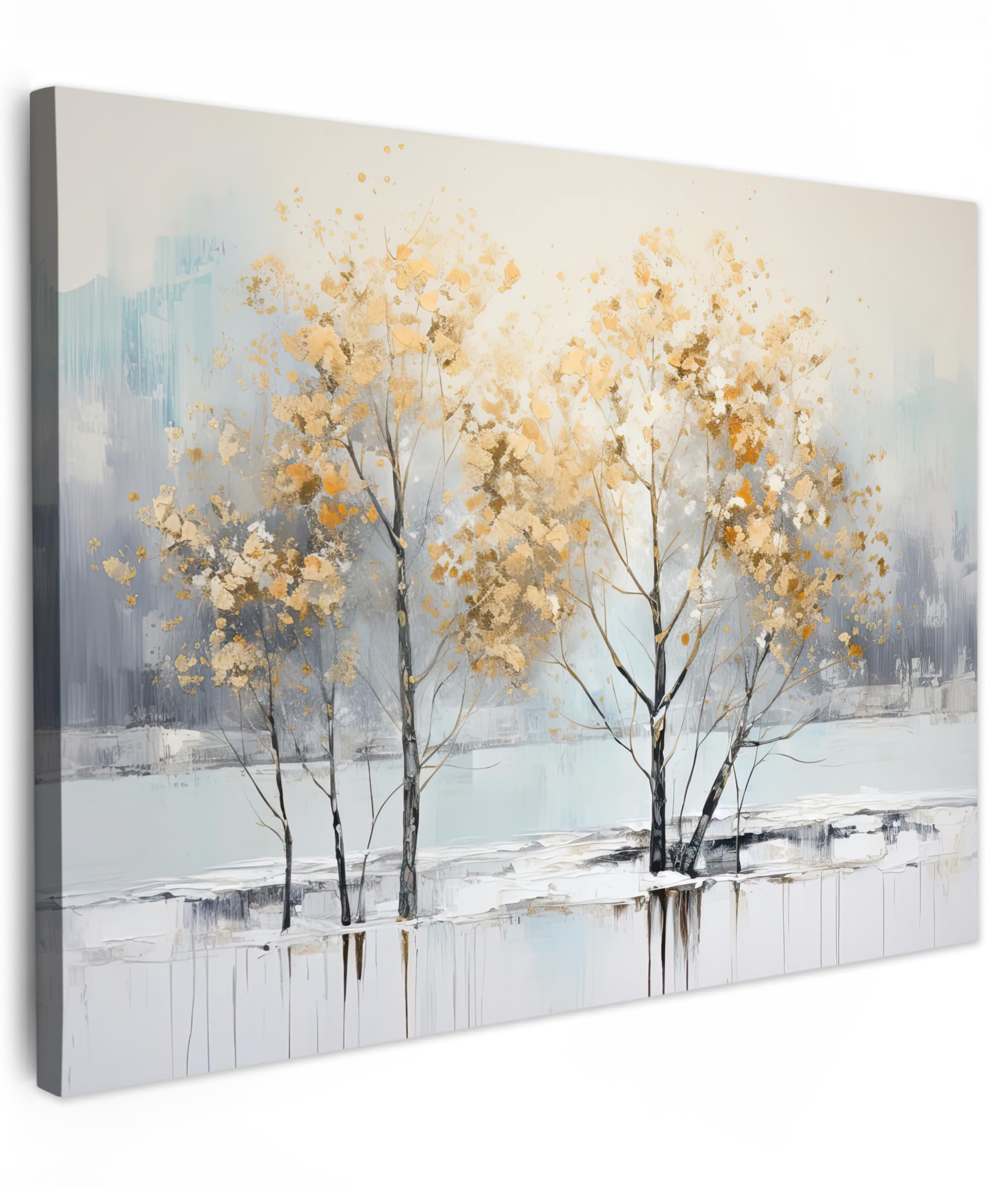 MuchoWow© Canvas Wall Art 16"x12" / 40x30 cm Home Decor Paintings for Living Room Decorations Gifts Hallway Tree - Autumn - Gold