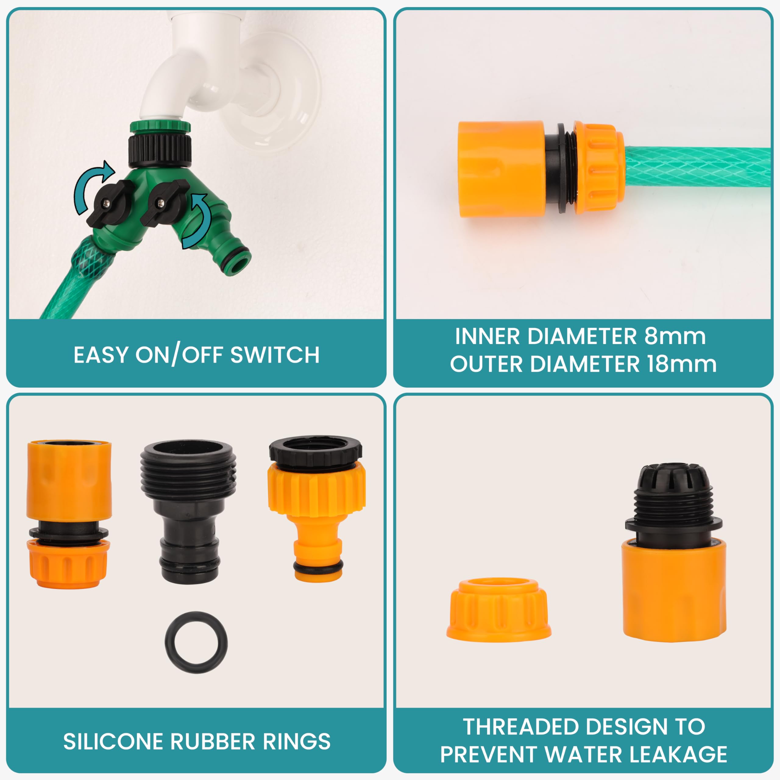 Kit Raccordi Rapidi Per Tubo Da Giardino 3/4 - Adattatori Maschio/Femmina In PVC, Verde