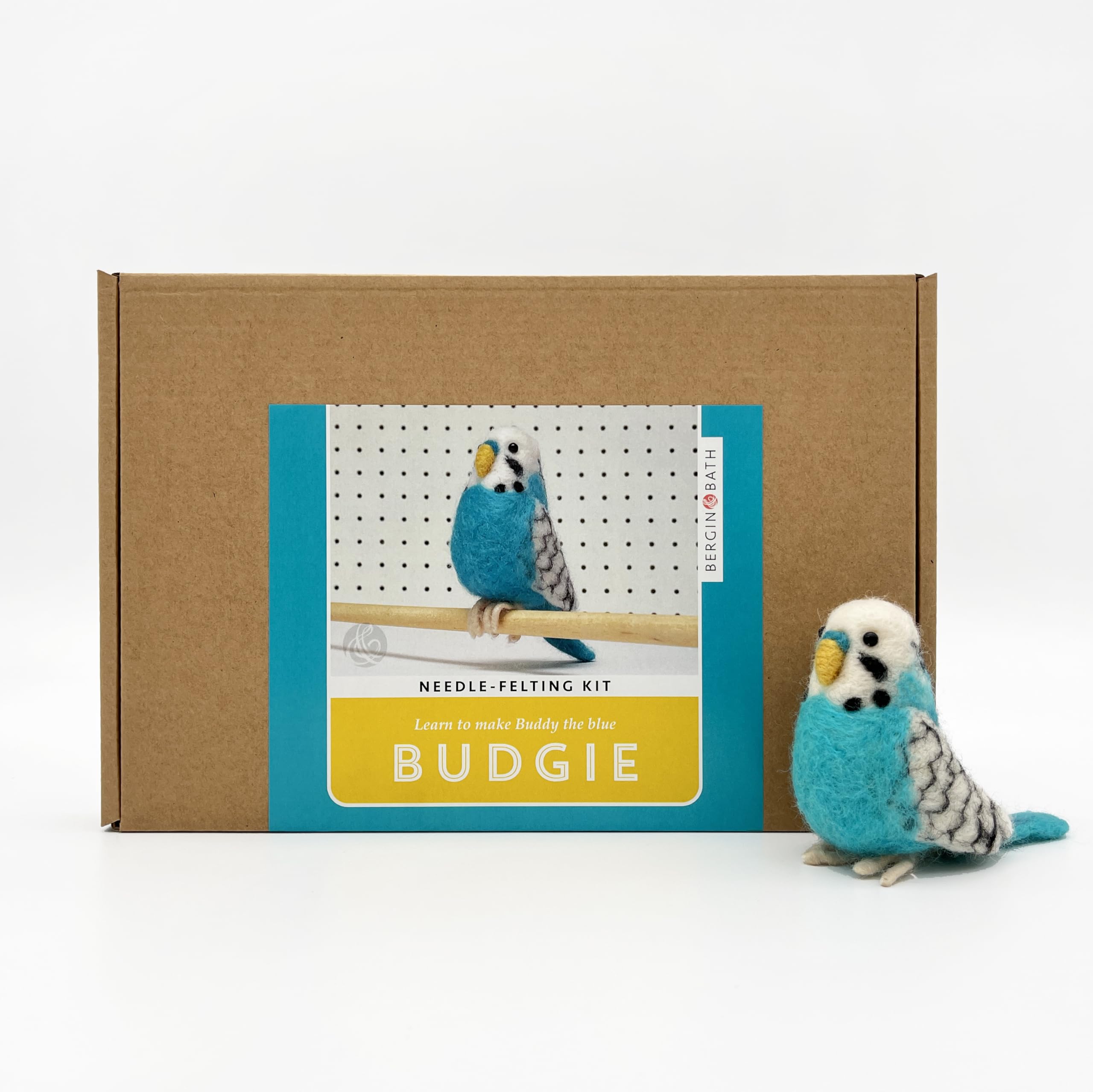 Bergin & Bath Needle Felting kit Budgie. Make a Blue Budgerigar from Wool. Beginners DIY Felted Bird Project. A Perfect Creative Gift for Bird Lovers!