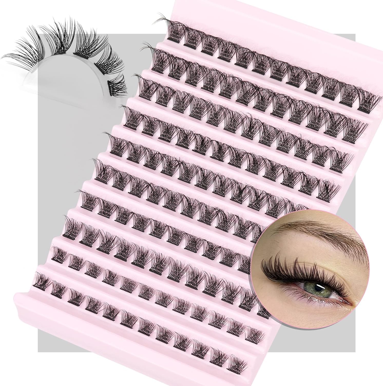120-piece Lash Clusters 8–16 mm Wispy Individual Lash Extensions for Cluster Lashes Handmade D Curl Fluffy Cluster Lashes for a Natural Look.